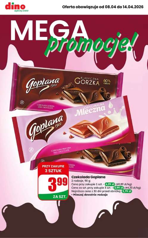 Dino - gazetka promocyjna MEGA promocje! od środy 08.04 do wtorku 14.04