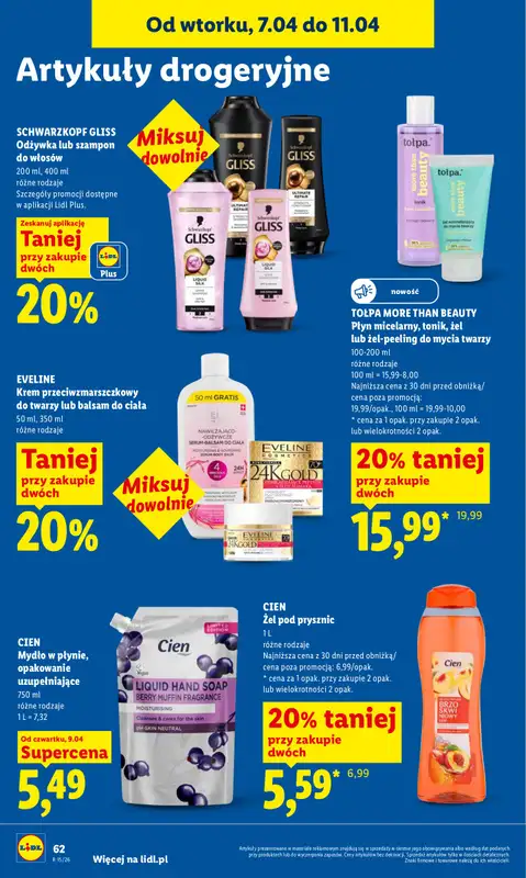 Lidl - gazetka promocyjna Oferta od czwartku od czwartku 09.04 do soboty 11.04 - strona 62