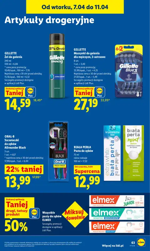 Lidl - gazetka promocyjna Oferta od czwartku od czwartku 09.04 do soboty 11.04 - strona 63