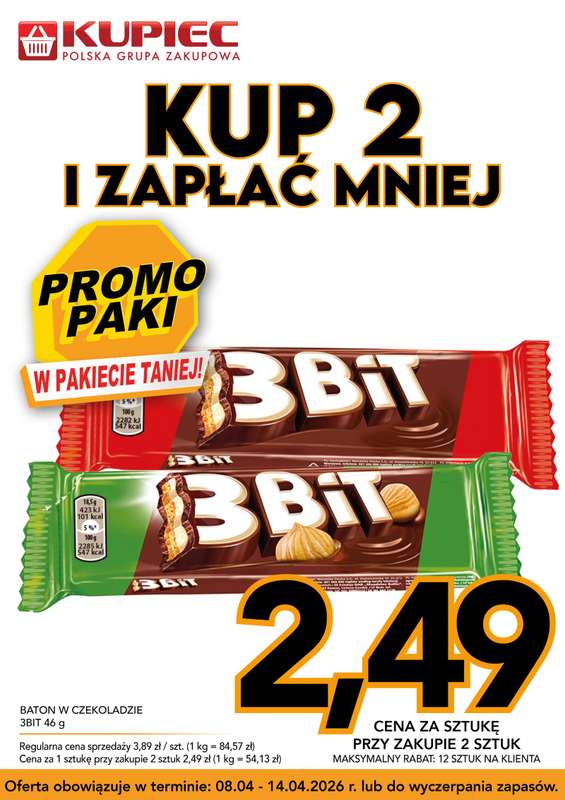 Kupiec - gazetka promocyjna Promopaki od środy 08.04 do wtorku 14.04