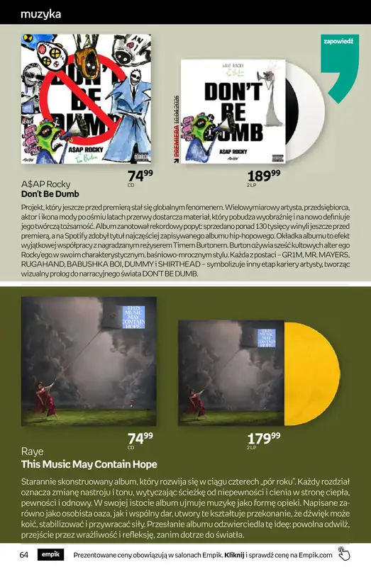 Empik - gazetka promocyjna Tom kultury: muzyka od środy 08.04 do wtorku 21.04 - strona 6