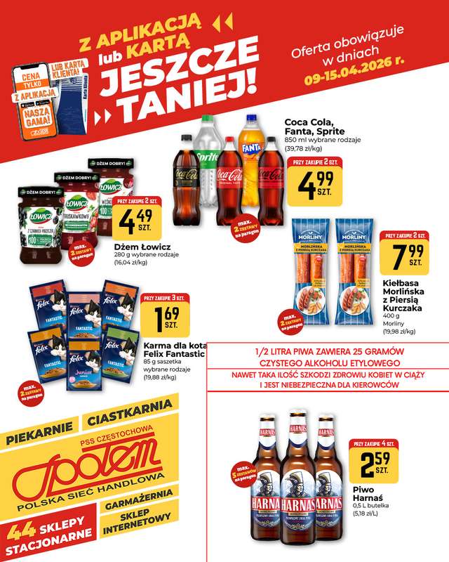 Społem Częstochowa - gazetka promocyjna Plakaty promocyjne od czwartku 09.04 do środy 15.04