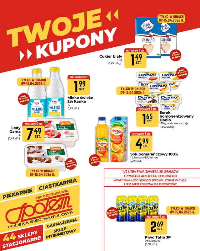 Społem Częstochowa - gazetka promocyjna Plakaty promocyjne od czwartku 09.04 do środy 15.04 - strona 2