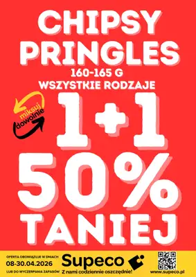 Supeco - gazetka promocyjna Chipsy PRINGLES od środy 08.04 do czwartku 30.04