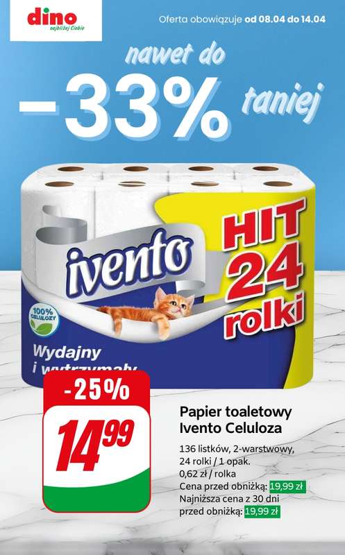 Dino - gazetka promocyjna Nawet do -33% TANIEJ od czwartku 09.04 do wtorku 14.04