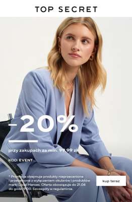 Top Secret - gazetka promocyjna Dodatkowe -20% przy zakupach za min. 99,99 zł od czwartku 09.04 do poniedziałku 20.04