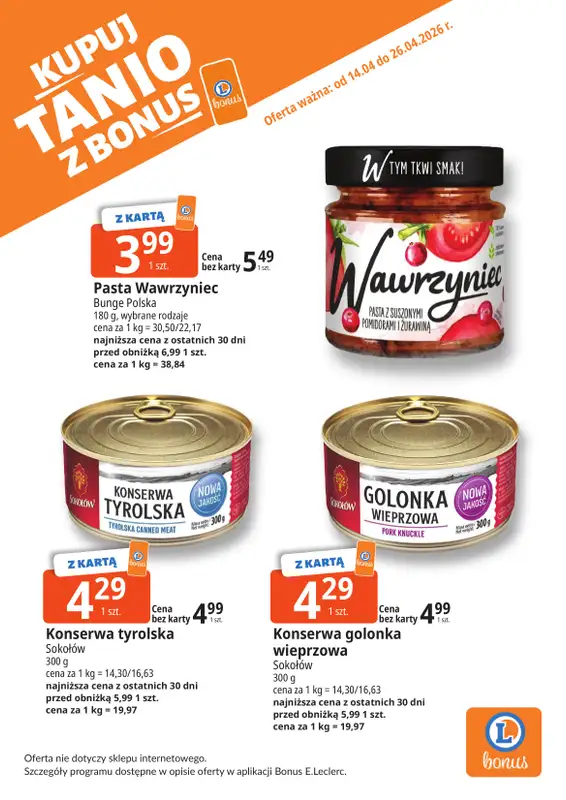 Leclerc - gazetka promocyjna Oferta Bielany | Kupuj tanio z bonus od wtorku 14.04 do niedzieli 26.04 - strona 2