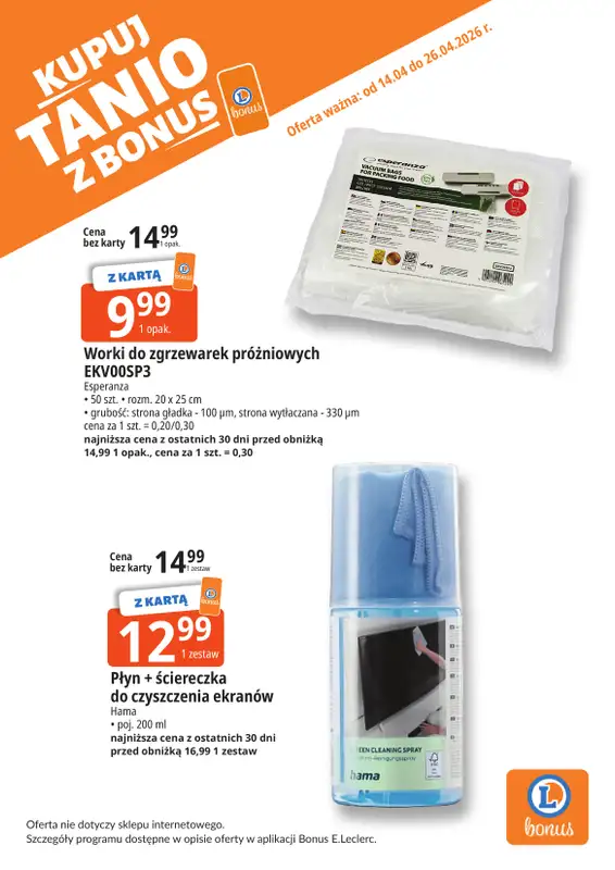 Leclerc - gazetka promocyjna Oferta Bielany | Kupuj tanio z bonus od wtorku 14.04 do niedzieli 26.04 - strona 8