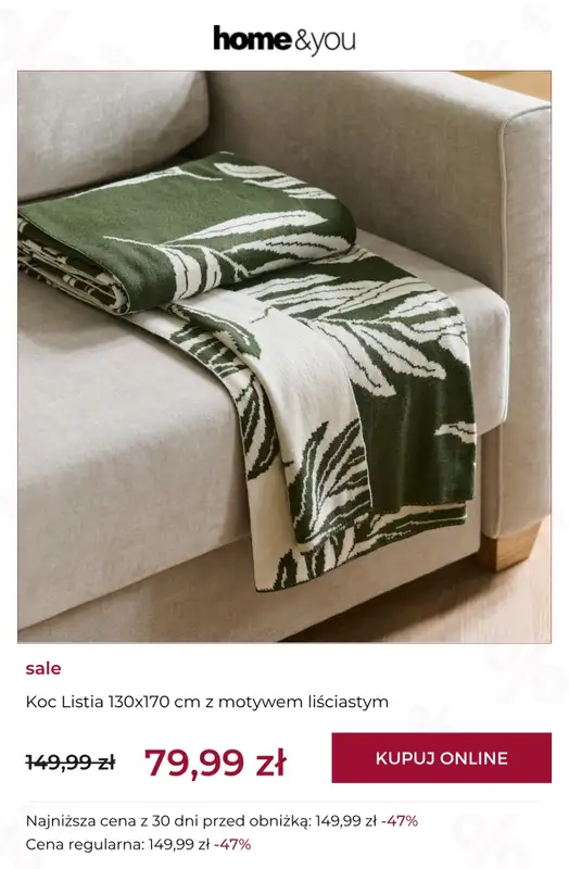 home&you - gazetka promocyjna SALE: tekstylia domowe od czwartku 09.04 do niedzieli 19.04 - strona 10