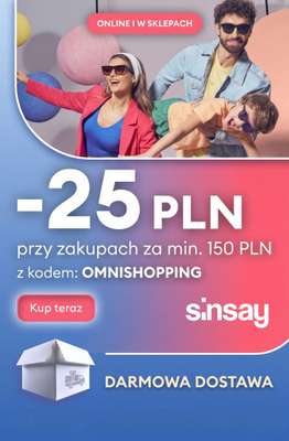Sinsay - gazetka promocyjna -25 PLN przy zakupach za min. 150 PLN od czwartku 09.04 do poniedziałku 13.04