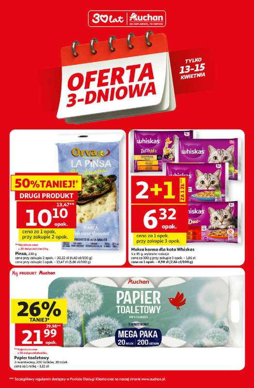 Auchan - gazetka promocyjna Oferta 3-dniowa od poniedziałku 13.04 do środy 15.04