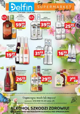 Delfin - gazetka promocyjna Ulotka alkoholowa  do niedzieli 26.04