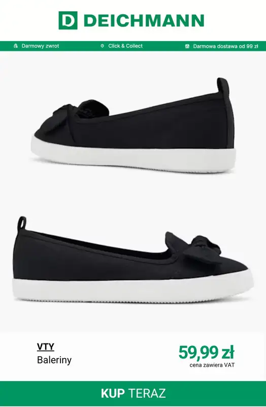 Deichmann - gazetka promocyjna Baleriny damskie od soboty 11.04  - strona 6
