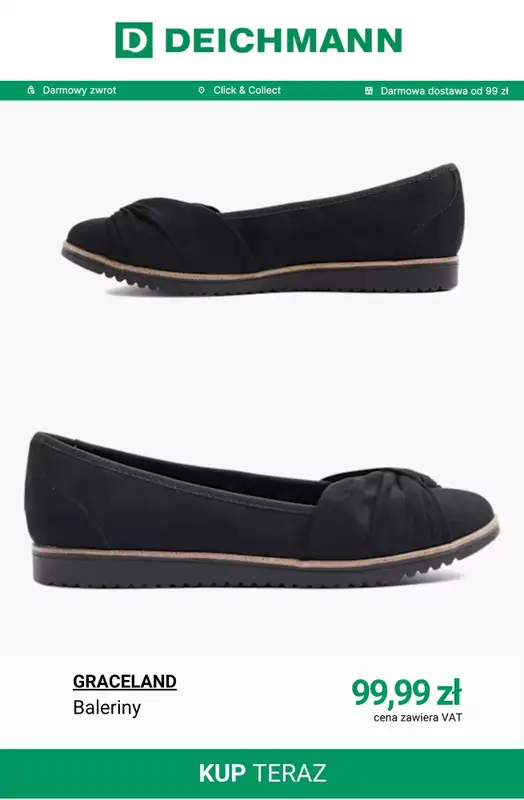 Deichmann - gazetka promocyjna Baleriny damskie od soboty 11.04  - strona 14