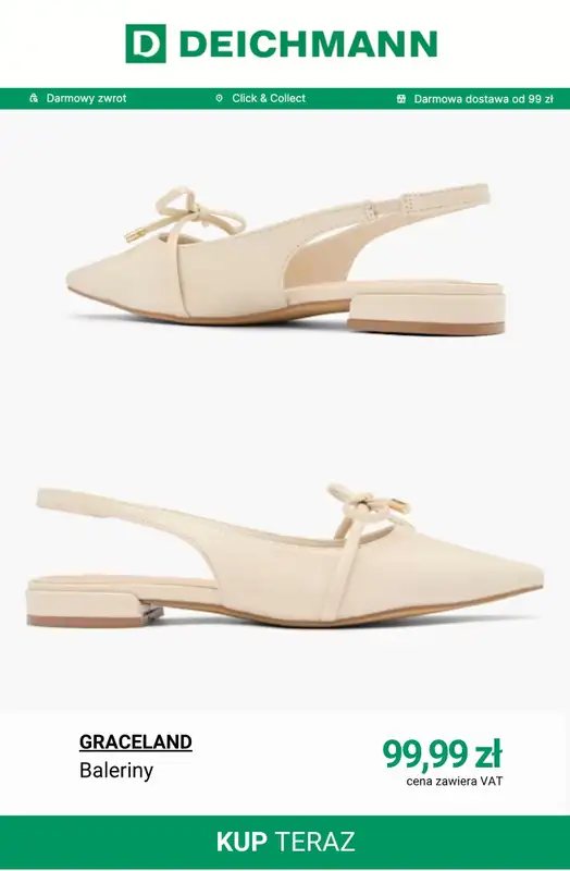 Deichmann - gazetka promocyjna Baleriny damskie od soboty 11.04  - strona 12