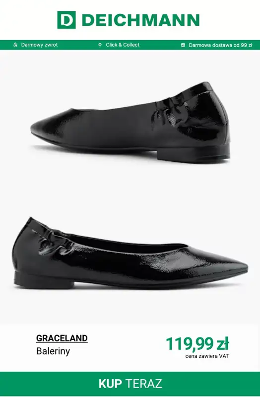 Deichmann - gazetka promocyjna Baleriny damskie od soboty 11.04  - strona 9