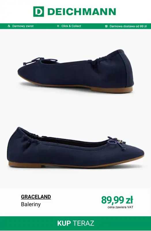 Deichmann - gazetka promocyjna Baleriny damskie od soboty 11.04  - strona 3