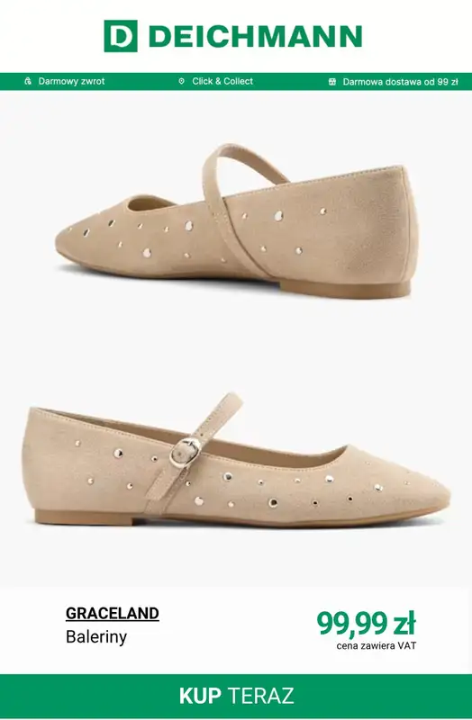 Deichmann - gazetka promocyjna Baleriny damskie od soboty 11.04  - strona 10