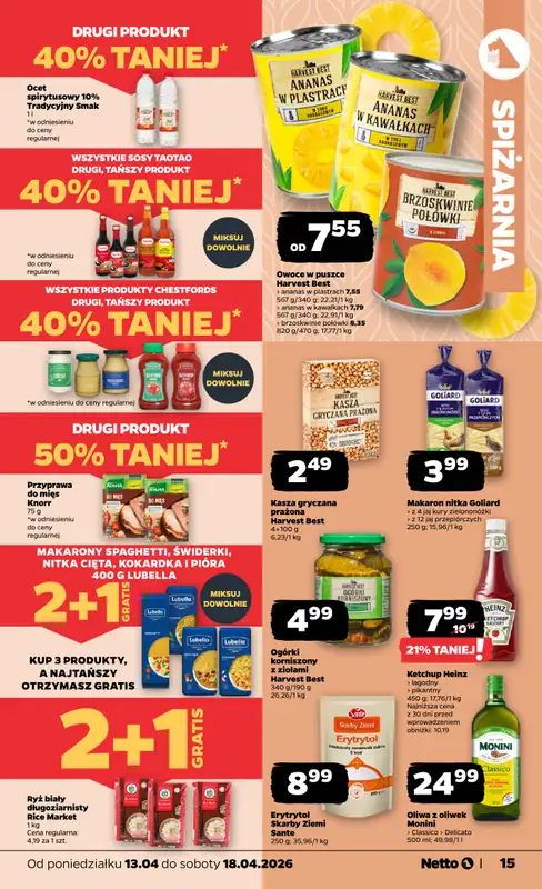 Netto - gazetka promocyjna Gazetka Spożywcza od poniedziałku 13.04 do soboty 18.04 - strona 15