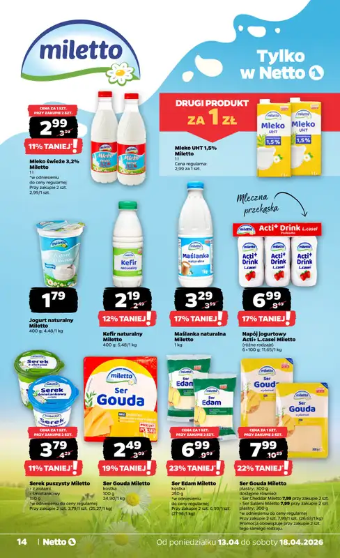 Netto - gazetka promocyjna Gazetka Spożywcza od poniedziałku 13.04 do soboty 18.04 - strona 14