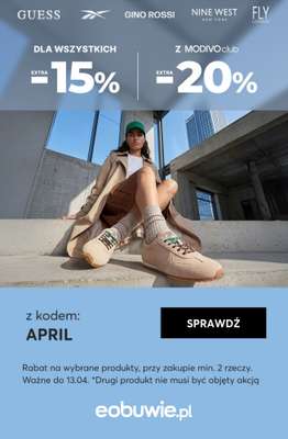 eobuwie.pl - gazetka promocyjna Do -20% rabatu przy zakupie min. 2 rzeczy od piątku 10.04 do poniedziałku 13.04