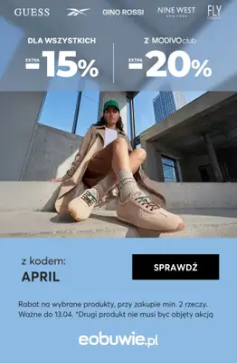 eobuwie.pl - gazetka promocyjna Do -20% rabatu przy zakupie min. 2 rzeczy od piątku 10.04 do poniedziałku 13.04