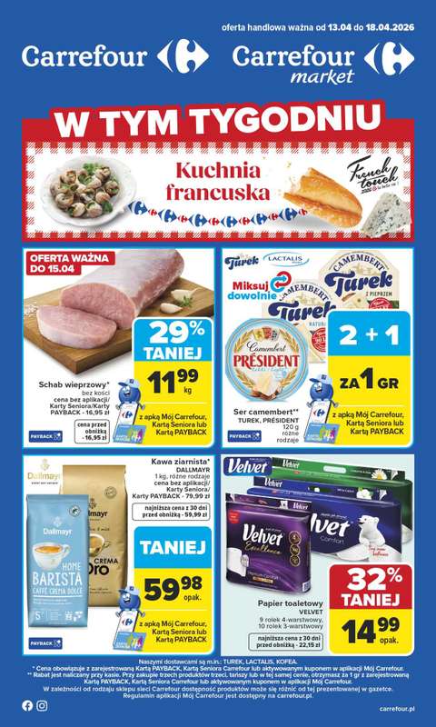 Carrefour Market - gazetka promocyjna Gazetka Carrefour Market od poniedziałku od poniedziałku 13.04 do soboty 18.04