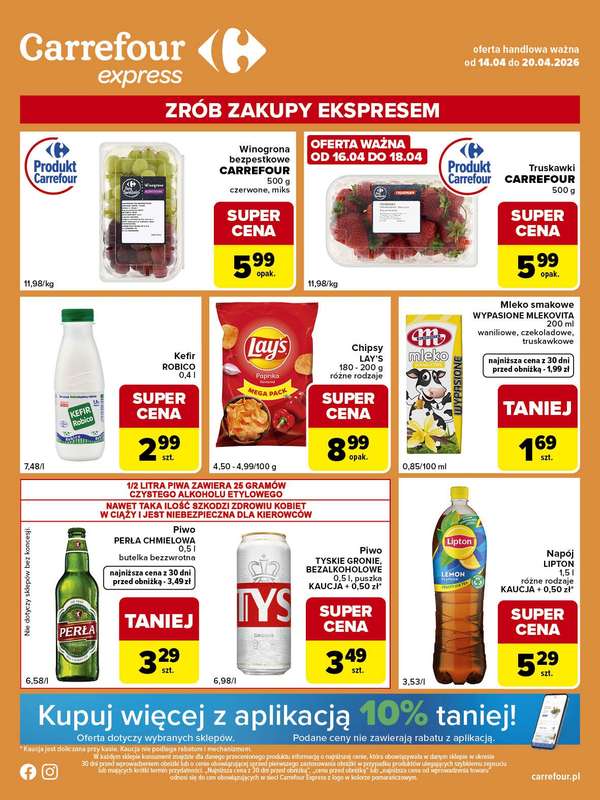 Carrefour Express - gazetka promocyjna Gazetka Express od wtorku 14.04 do poniedziałku 20.04