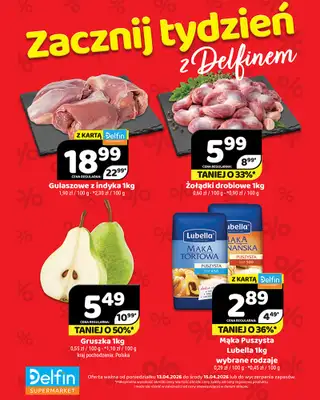 Delfin - gazetka promocyjna Zacznij tydzień z Delfinem od poniedziałku 13.04 do środy 15.04