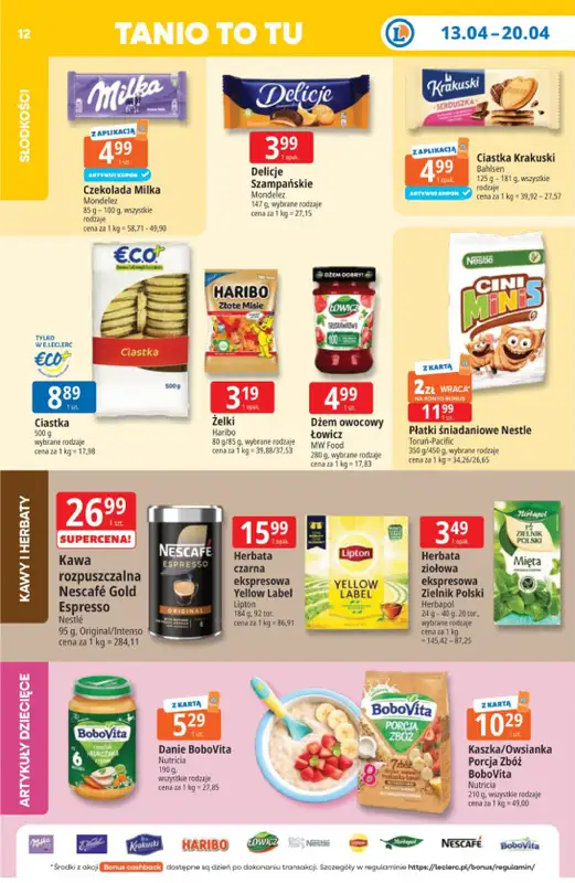 Leclerc - gazetka promocyjna Oferta E.Leclerc | Tanio to tu! od poniedziałku 13.04 do poniedziałku 20.04 - strona 12