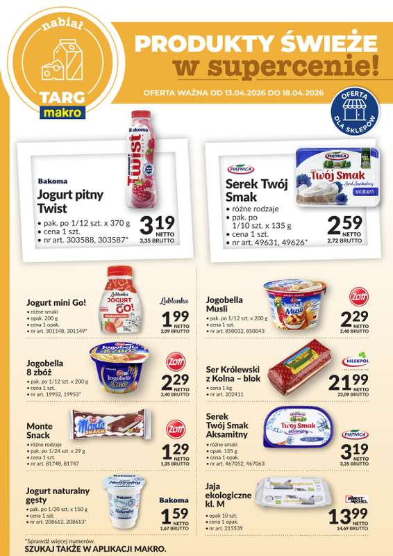 Makro - gazetka promocyjna Targ MAKRO - oferta świeża w super cenach! od poniedziałku 13.04 do soboty 18.04