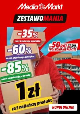 Media Markt - gazetka promocyjna Zestawomania! Do -80% rabatu lub 1 zł za piąty produkt od poniedziałku 13.04 do środy 22.04