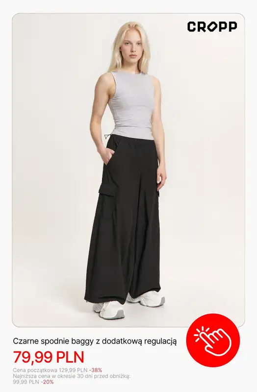 Cropp - gazetka promocyjna Jeansy i spodnie damskie z wyprzedaży od poniedziałku 13.04  - strona 8