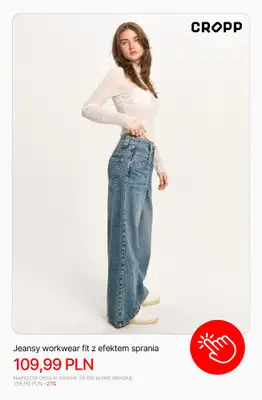 Cropp - gazetka promocyjna Jeansy i spodnie damskie z wyprzedaży od poniedziałku 13.04  - strona 4