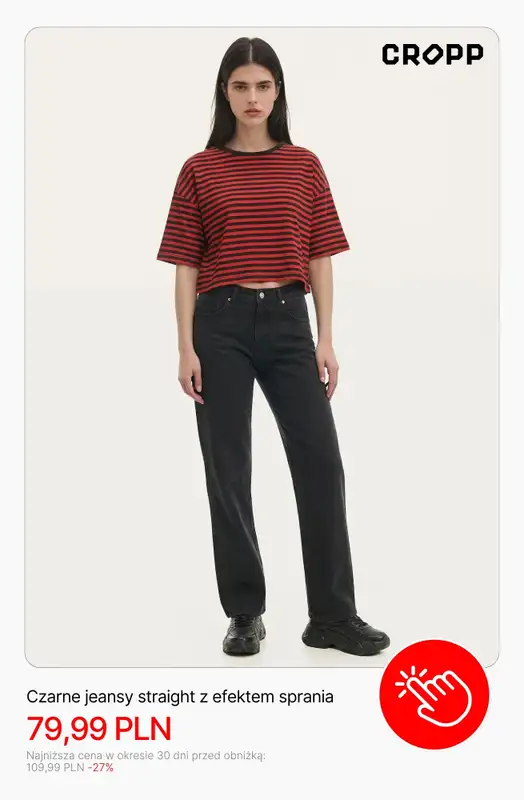Cropp - gazetka promocyjna Jeansy i spodnie damskie z wyprzedaży od poniedziałku 13.04  - strona 9
