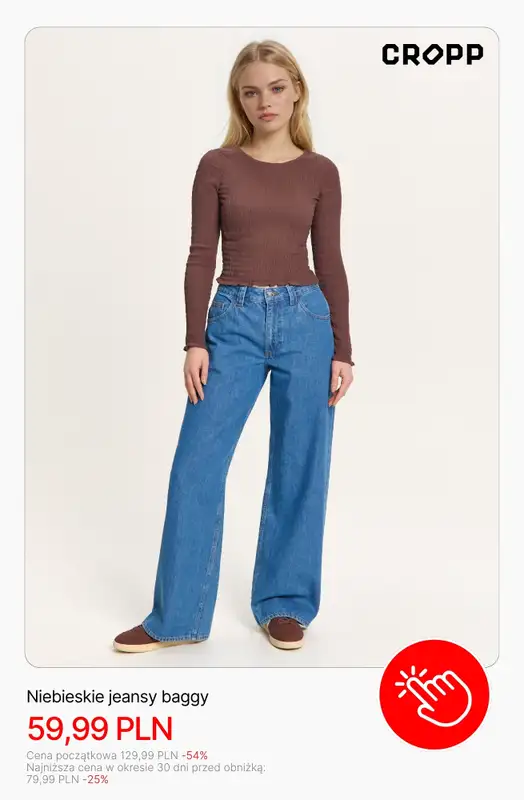 Cropp - gazetka promocyjna Jeansy i spodnie damskie z wyprzedaży od poniedziałku 13.04  - strona 2