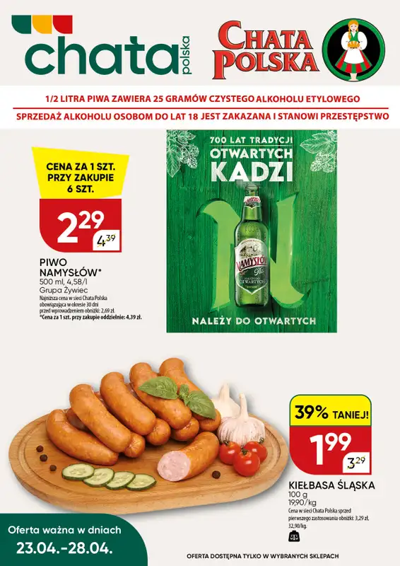 Chata Polska - gazetka promocyjna Oferta tygodniowa 23-28.04  