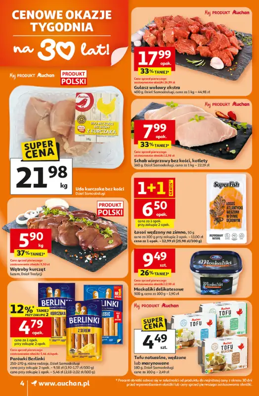 Auchan - gazetka promocyjna Gazetka 30 Lat Supermarket Auchan od czwartku 16.04 do środy 22.04 - strona 4