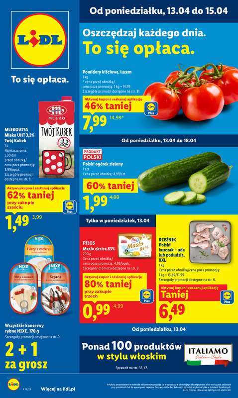 Lidl - gazetka promocyjna Oferta od poniedziałku od poniedziałku 13.04 do środy 15.04