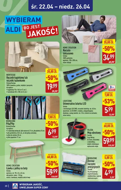 Aldi - gazetka promocyjna Gubin, ul. 3-maja 8: WIELKIE OTWARCIE już w ŚRODĘ: 22.04! od środy 22.04 do niedzieli 26.04 - strona 20