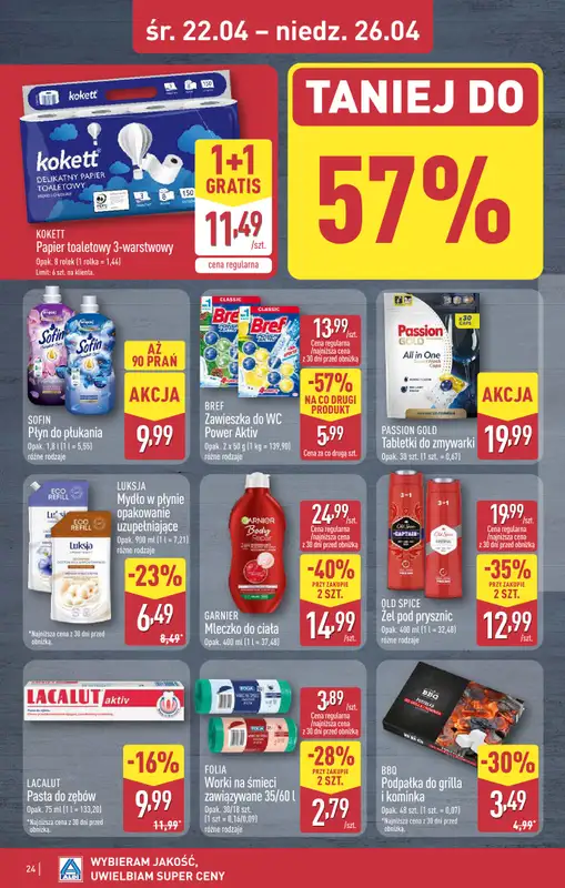 Aldi - gazetka promocyjna Gubin, ul. 3-maja 8: WIELKIE OTWARCIE już w ŚRODĘ: 22.04! od środy 22.04 do niedzieli 26.04 - strona 24