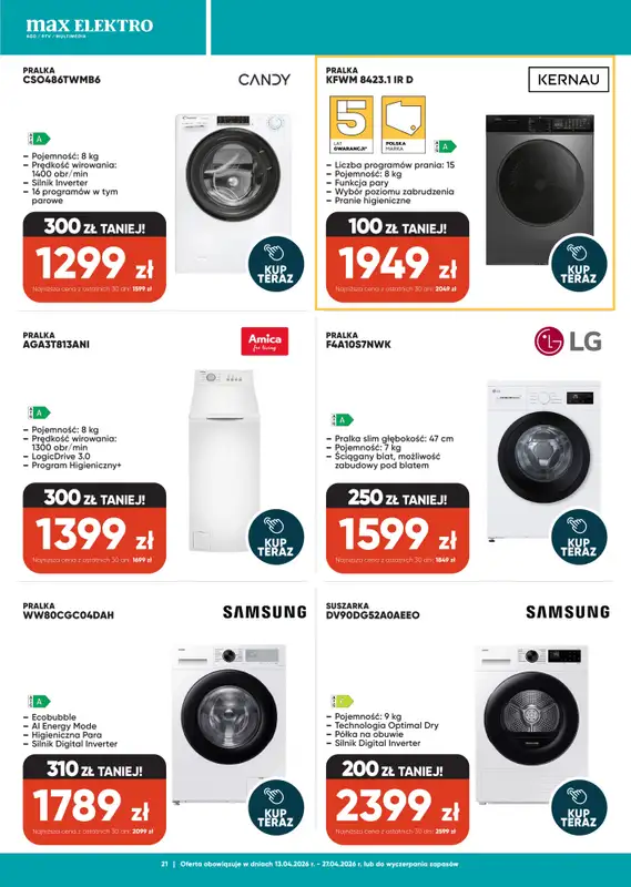 Max Elektro - gazetka promocyjna Gazetka od wtorku 14.04 do poniedziałku 27.04 - strona 21