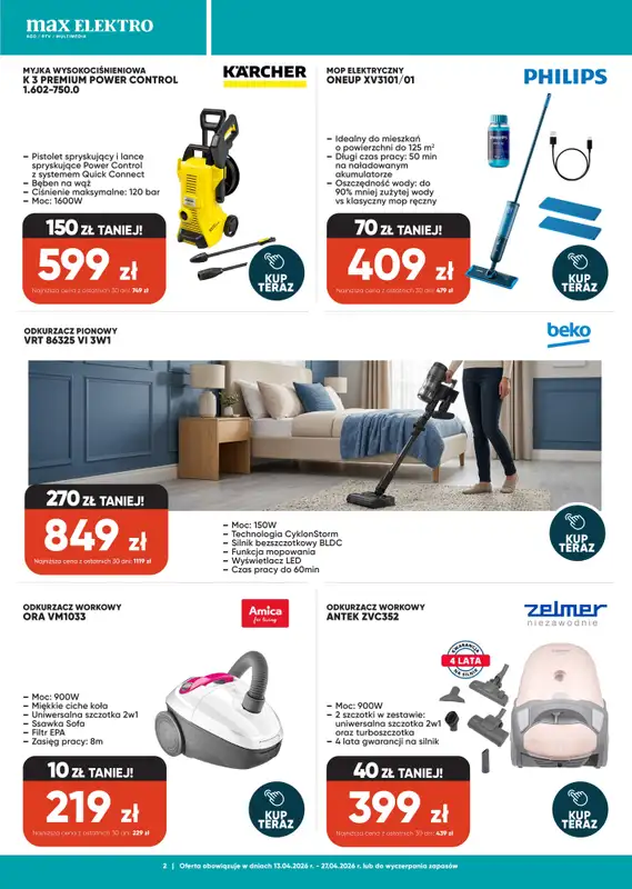 Max Elektro - gazetka promocyjna Gazetka od wtorku 14.04 do poniedziałku 27.04 - strona 2
