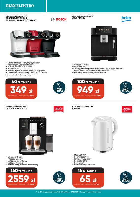 Max Elektro - gazetka promocyjna Gazetka od wtorku 14.04 do poniedziałku 27.04 - strona 4