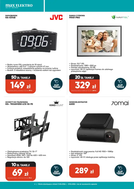 Max Elektro - gazetka promocyjna Gazetka od wtorku 14.04 do poniedziałku 27.04 - strona 6
