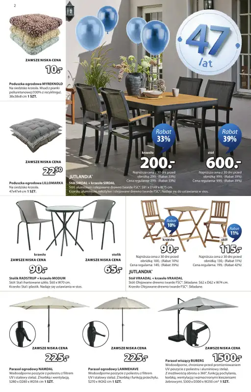 Jysk - gazetka promocyjna Świętujemy urodziny. Rabat do 60% od środy 22.04 do niedzieli 10.05 - strona 2