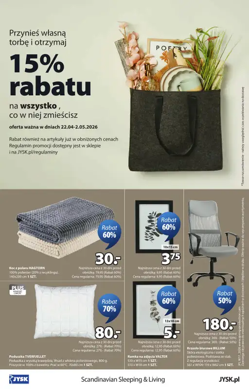 Jysk - gazetka promocyjna Świętujemy urodziny. Rabat do 60% od środy 22.04 do niedzieli 10.05 - strona 24