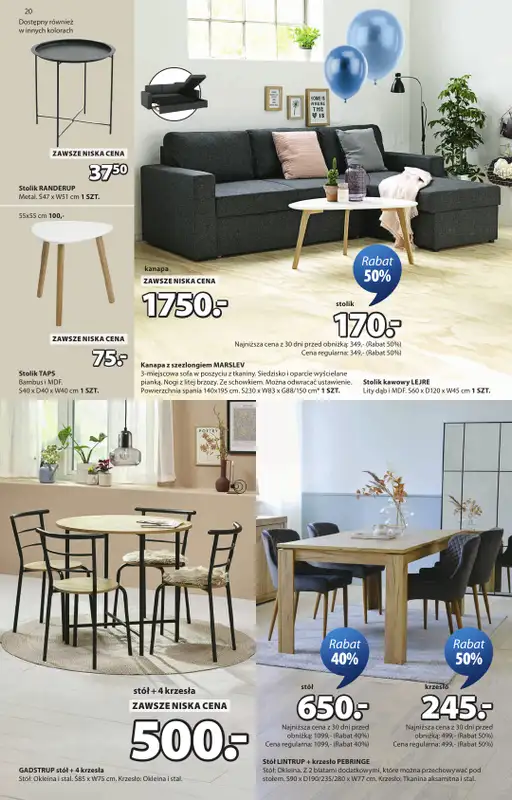 Jysk - gazetka promocyjna Świętujemy urodziny. Rabat do 60% od środy 22.04 do niedzieli 10.05 - strona 20