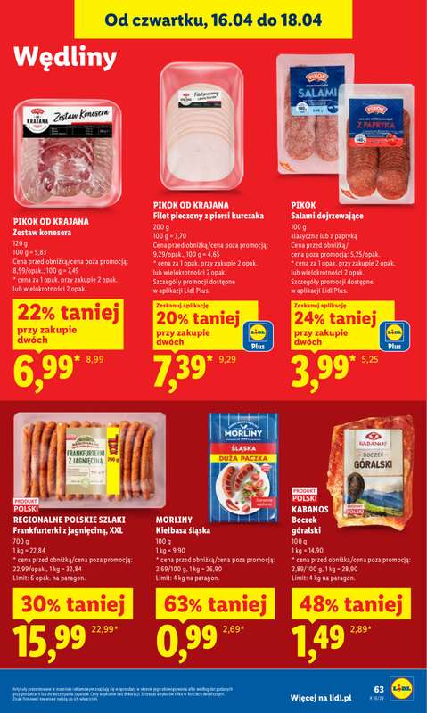Lidl - gazetka promocyjna Oferta od czwartku od czwartku 16.04 do soboty 18.04 - strona 63