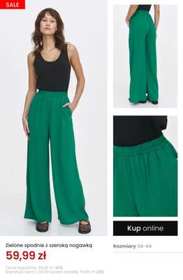 Zielone spodnie z szeroką nogawką